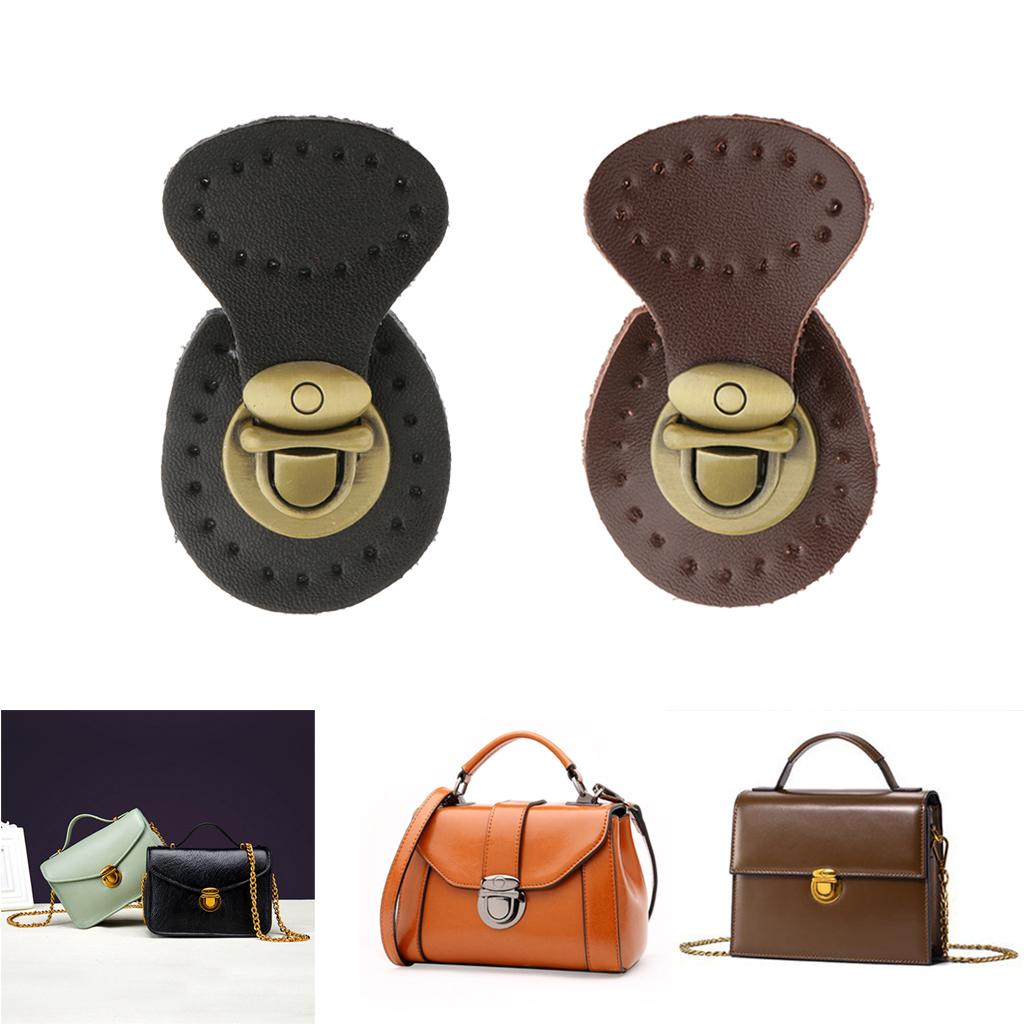 2pcs Leather Bag Lock Fasteners Snap Buckles Clasp Replacement Black/Brown