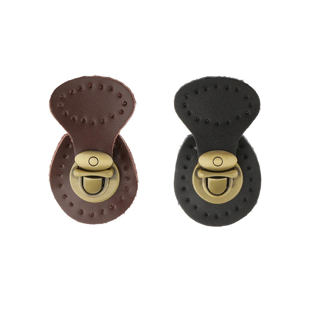 2pcs Leather Bag Lock Fasteners Snap Buckles Clasp Replacement Black/Brown