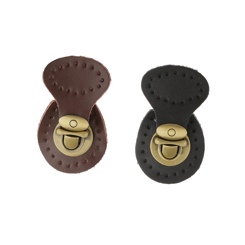 2pcs Leather Bag Lock Fasteners Snap Buckles Clasp Replacement Black/Brown