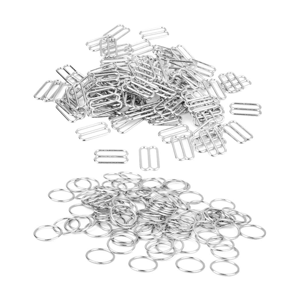 200pcs Metal Bra Strap Adjuster Slider /O Ring Lingerie Sewing Craft 14/15mm