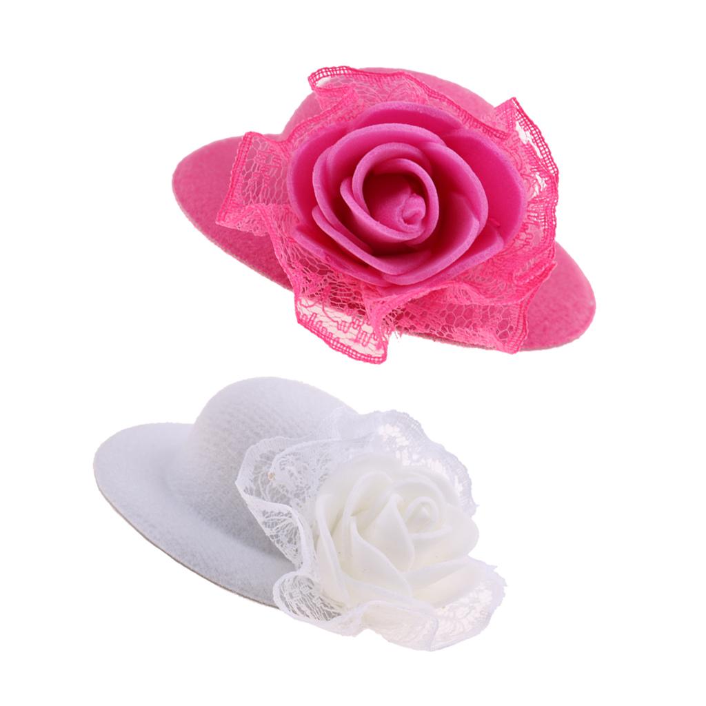 2Pcs Vintage Round Bowler Doll Hats Caps for28-30cm Doll Clothes Accs