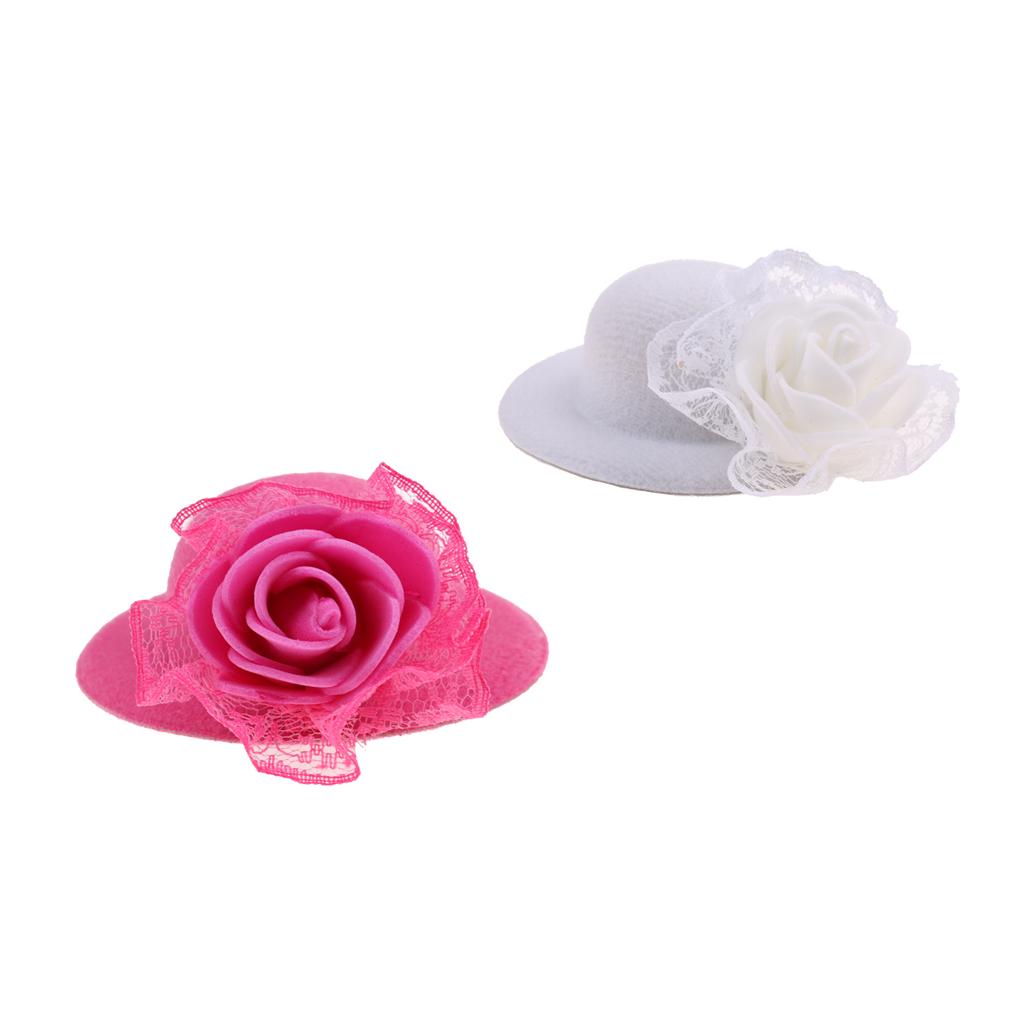 2Pcs Vintage Round Bowler Doll Hats Caps for28-30cm Doll Clothes Accs