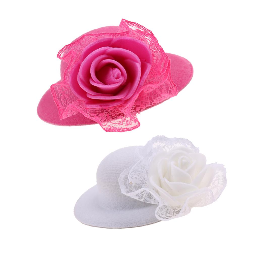 2Pcs Vintage Round Bowler Doll Hats Caps for28-30cm Doll Clothes Accs