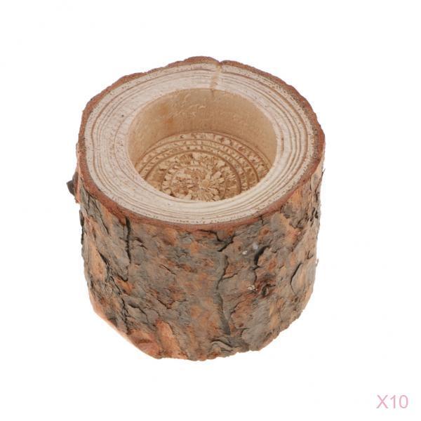10 x Natural Tree Stump Wooden Candle Holder Tea Light Wedding Decor 6cm