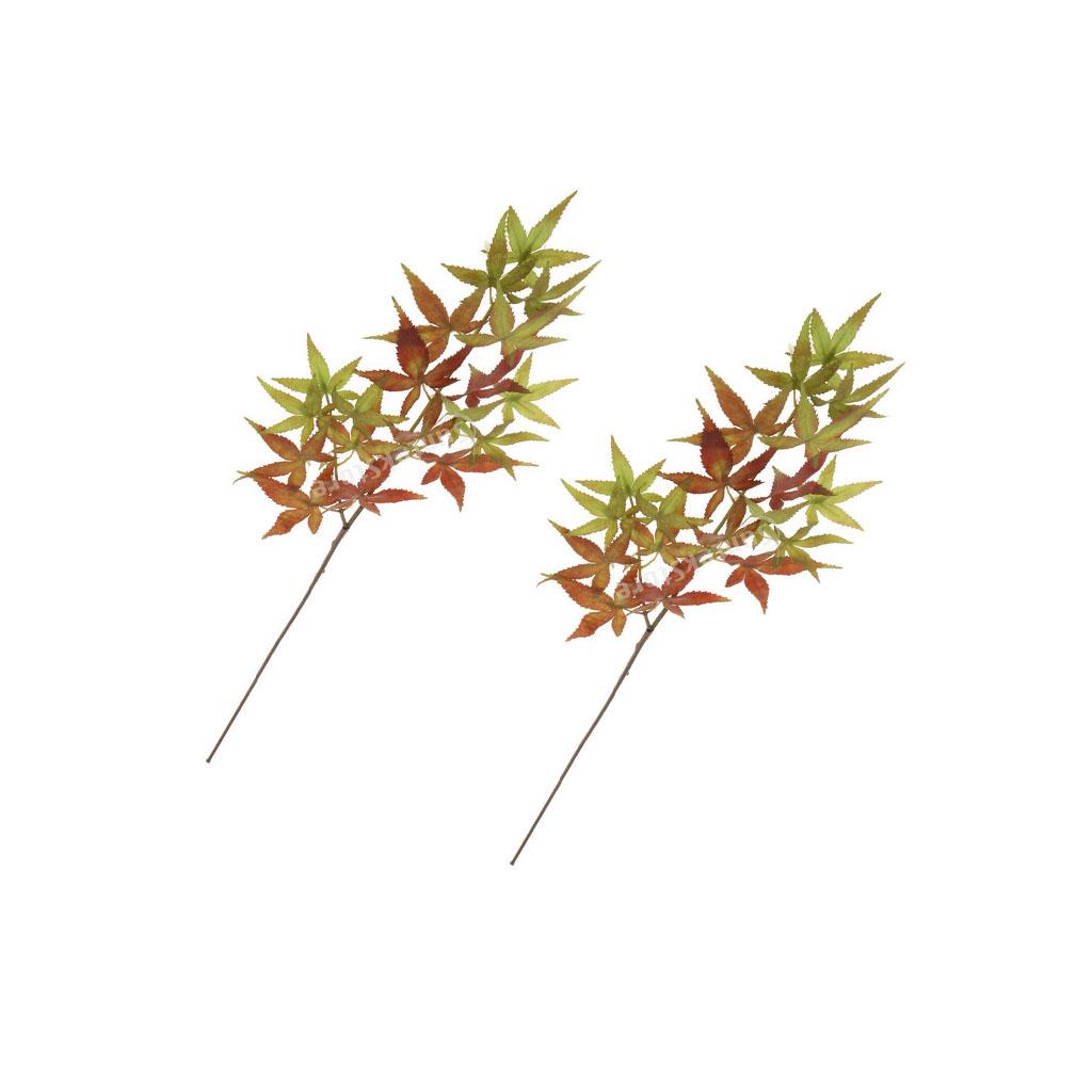 2x Artificial Maple Leaves Simulation Flower Home Wedding Decor Green Red