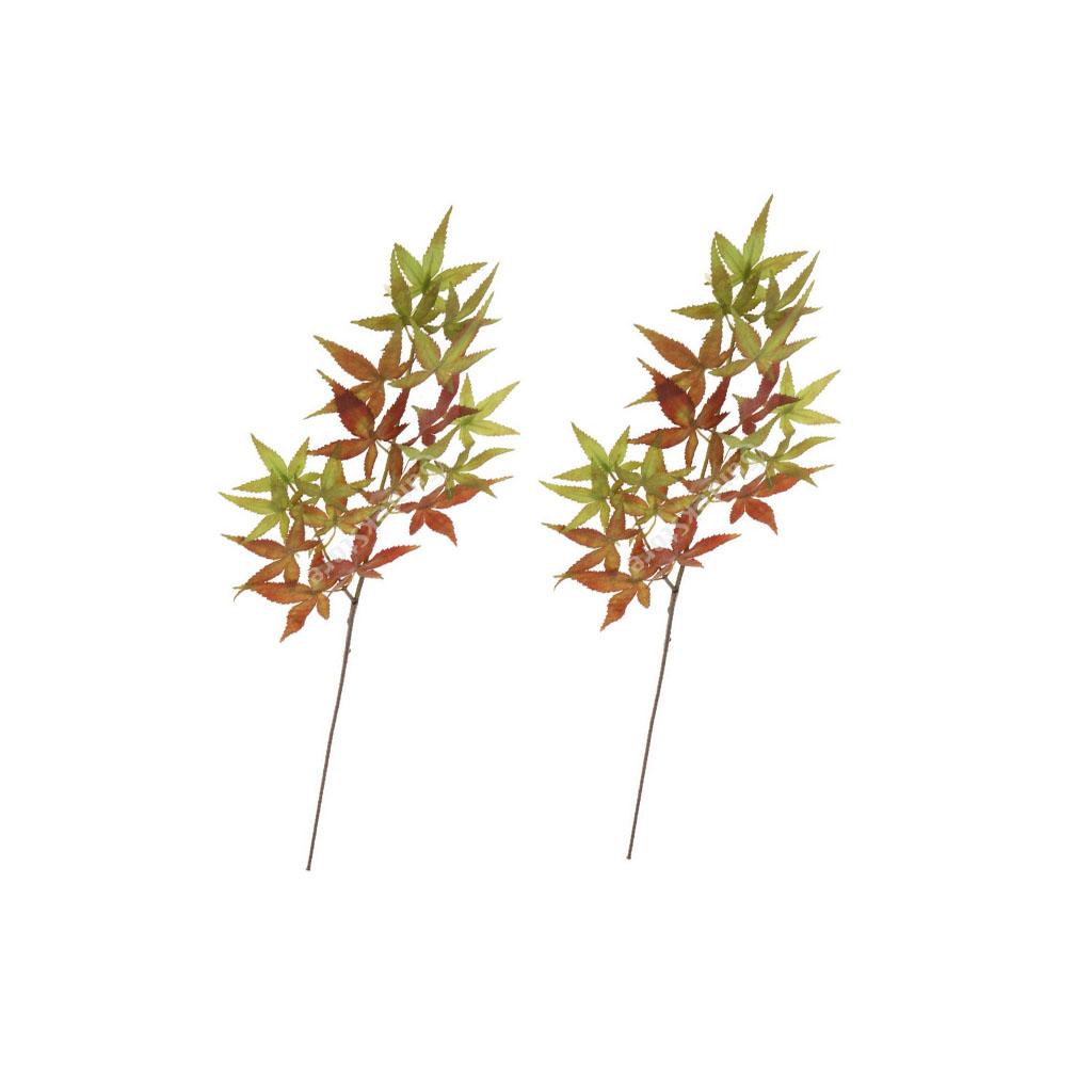 2x Artificial Maple Leaves Simulation Flower Home Wedding Decor Green Red