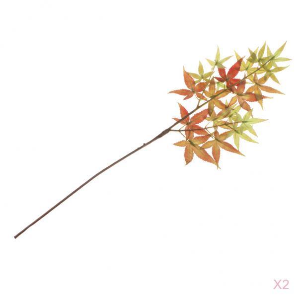 2x Artificial Maple Leaves Simulation Flower Home Wedding Decor Green Red