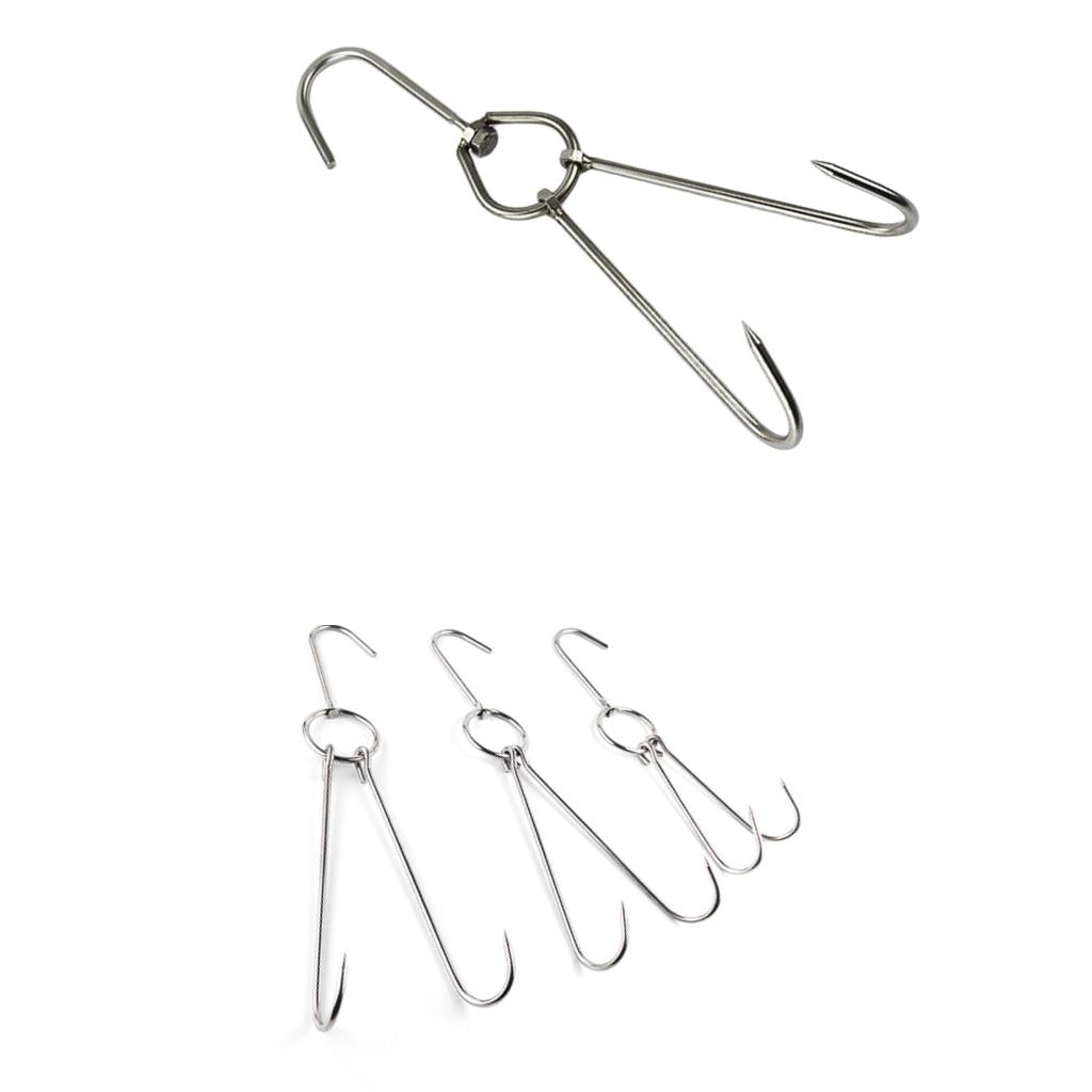 4pcs Meat Hook Ring Kitchen Utensil Hanger Hanging Stainless Steel 0.58x34cm