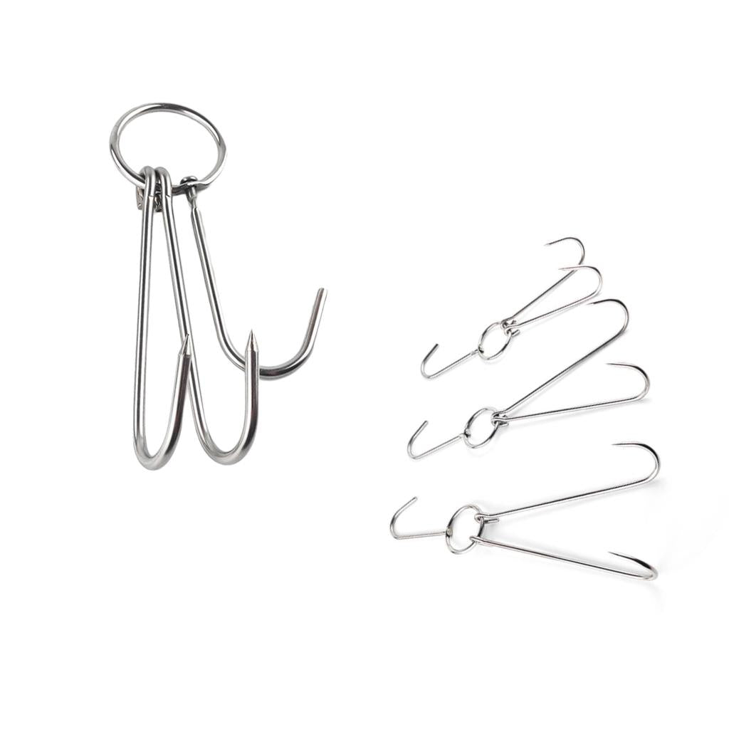 4pcs Meat Hook Ring Kitchen Utensil Hanger Hanging Stainless Steel 0.58x34cm