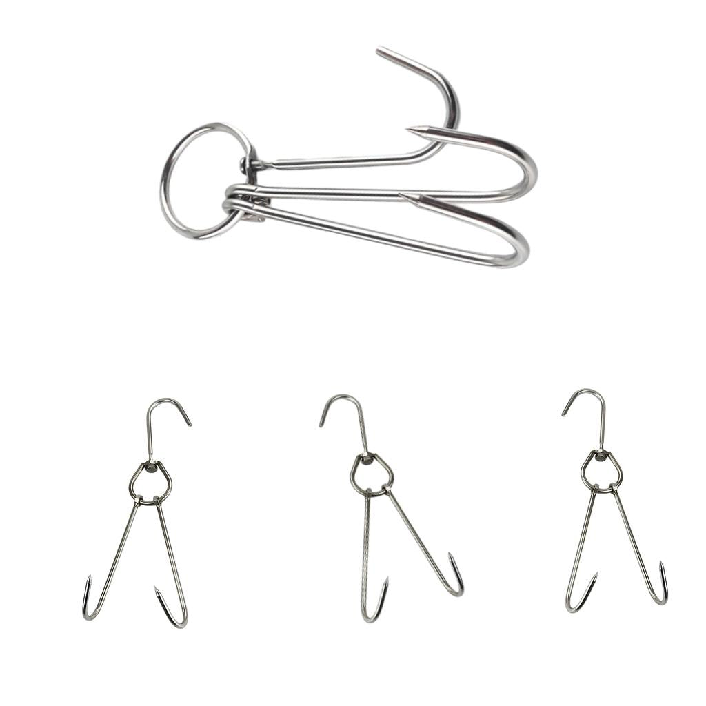 4x Double Hooks Hams Bacon Chicken Meat Hook Hanging Drying Tool 0.56x28cm