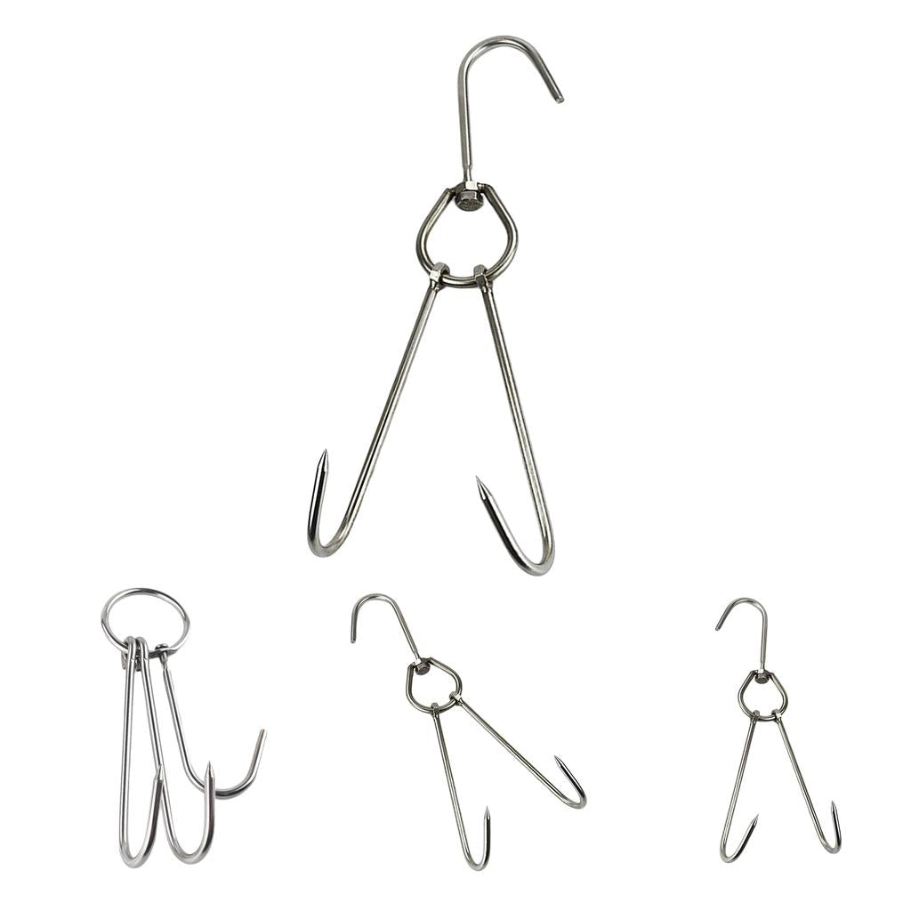 4pcs Meat Hook Ring Kitchen Utensil Hanger Hanging Stainless Steel 0.35x34cm