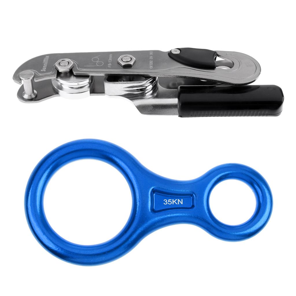 35KN Figure 8 Climbing Rappelling Ring Belay + Self Braking Stop Descender