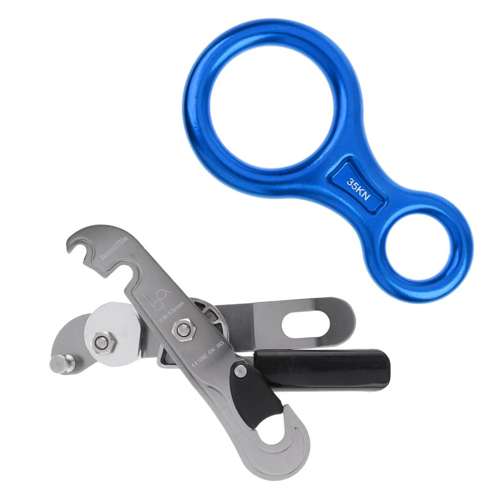 35KN Figure 8 Climbing Rappelling Ring Belay + Self Braking Stop Descender