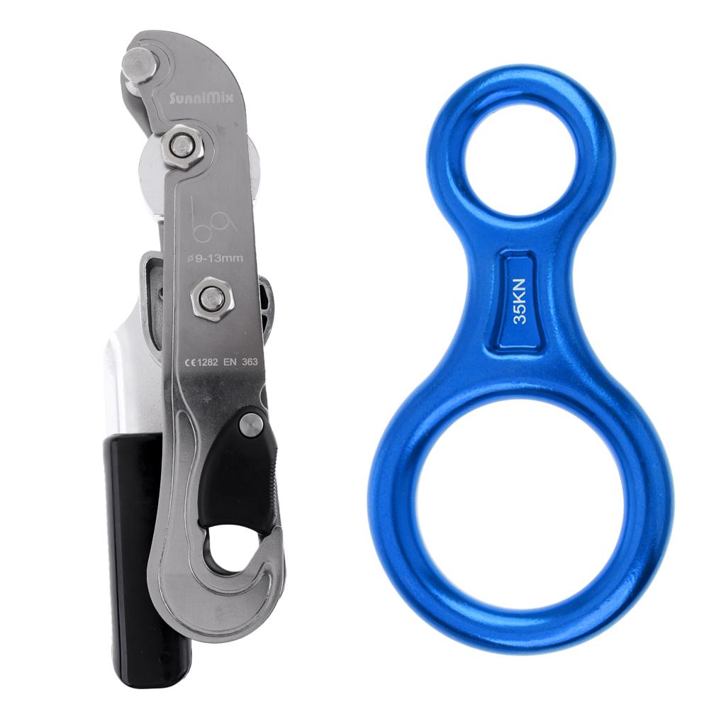 35KN Figure 8 Climbing Rappelling Ring Belay + Self Braking Stop Descender