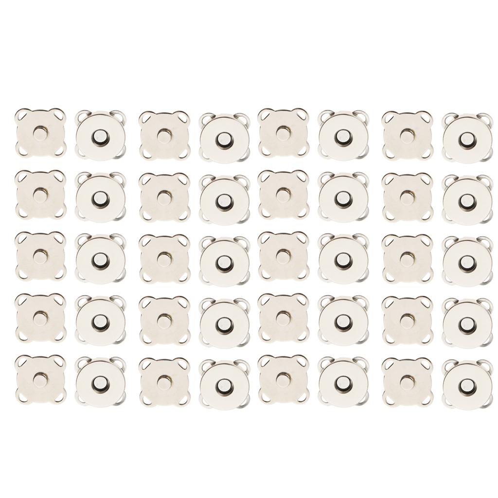 20 Sets Sew In Magnetic Bag Clasps for Craft Clothing Bag DIY 14 18mm White
