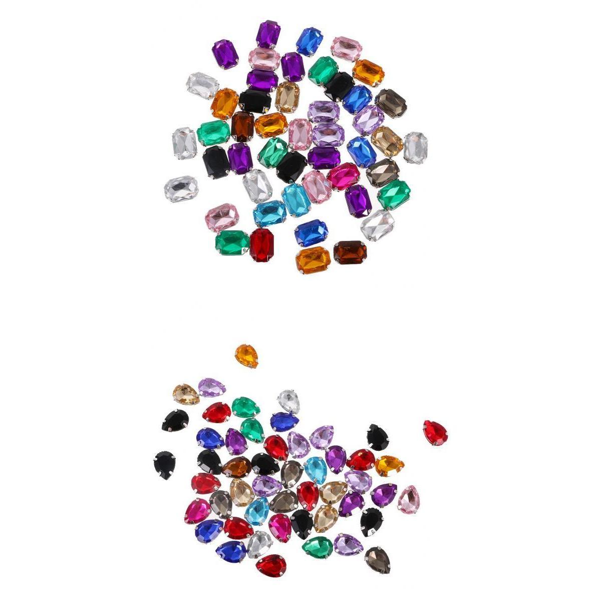 100pcs Rectangle Waterdrop Acrylic Rhinestone Button for DIY Craft 10*14mm
