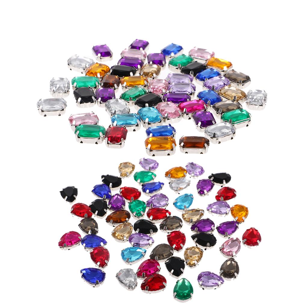 100pcs Rectangle Waterdrop Acrylic Rhinestone Button for DIY Craft 10*14mm