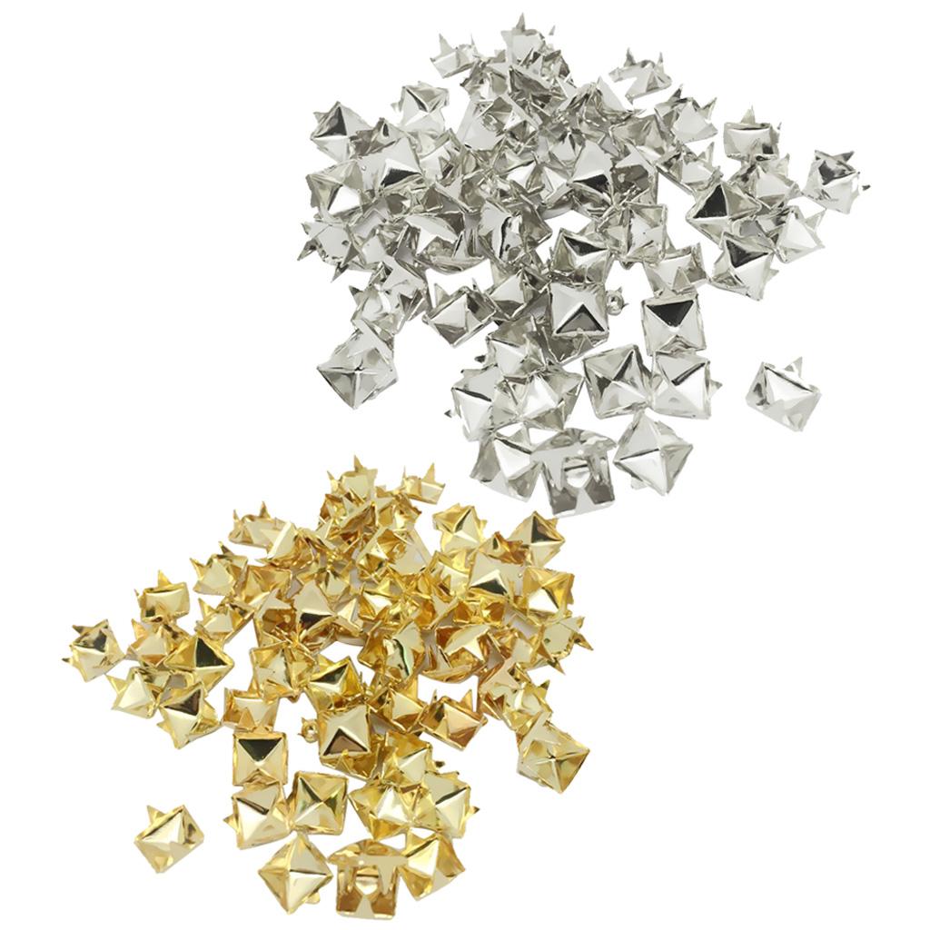 200Pcs Metal Pyramid Studs Rivets Spots Punk For Leather Bag Shoes Crafts