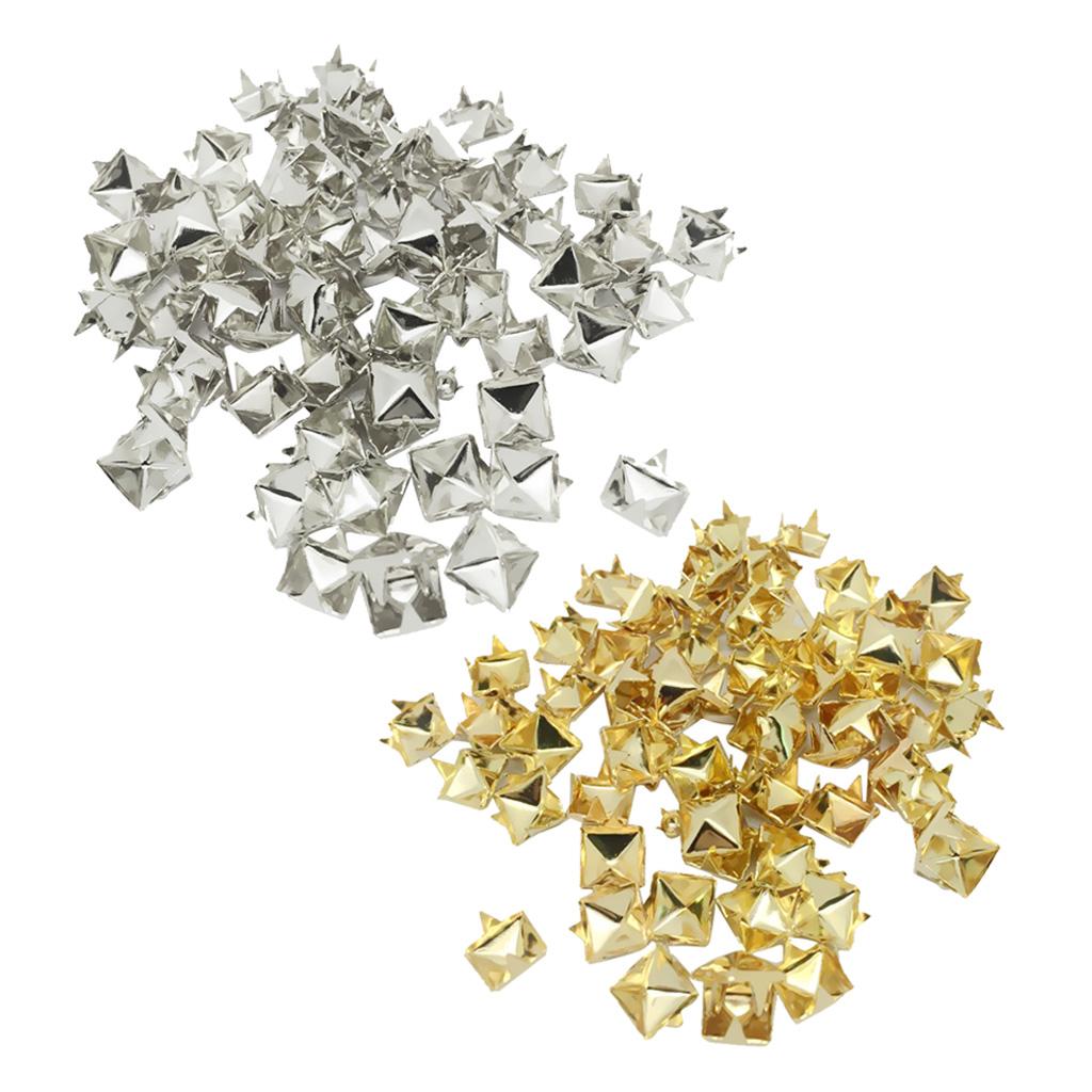 200Pcs Metal Pyramid Studs Rivets Spots Punk For Leather Bag Shoes Crafts