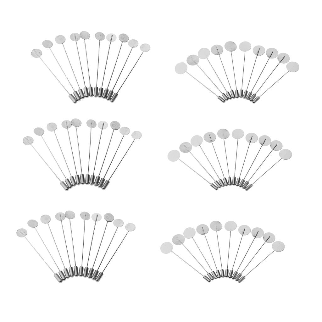 60Pcs Lapel Stick Pin Base Brooch Glue on Collar Suit Lapel Pin Crafts