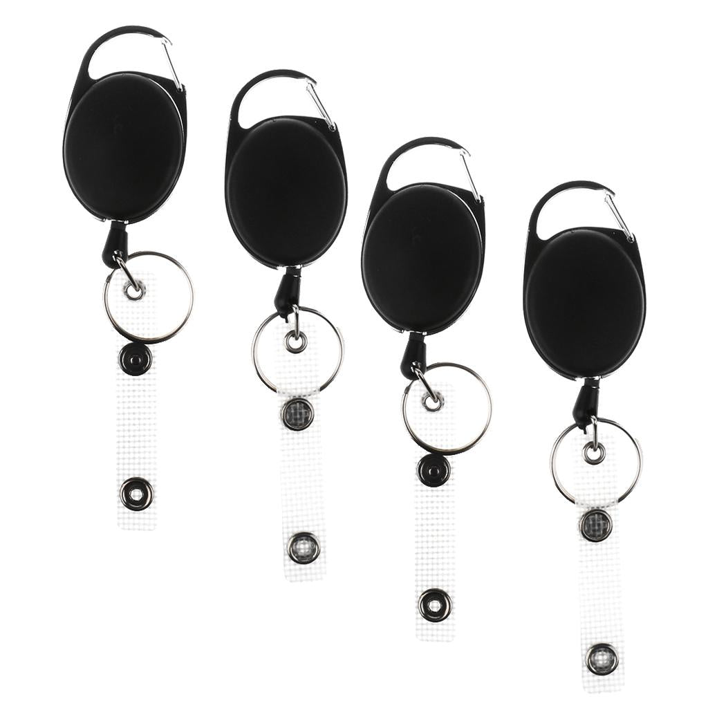 4 Pieces ID Cards/Key Retractable Clip Keychain Key Ring Pull Reel Key Chain