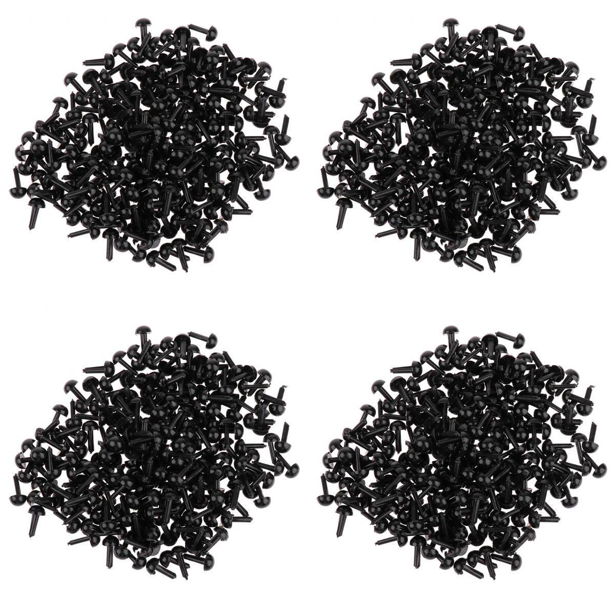 800 Pieces Black Plastic Safety Eyes for Teddy Bear Doll Animal Toys 3/4/5/6