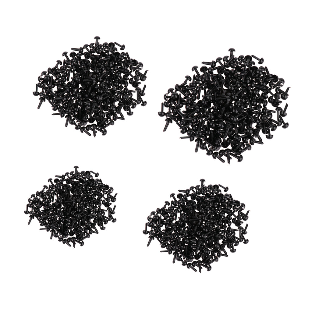 800 Pieces Black Plastic Safety Eyes for Teddy Bear Doll Animal Toys 3/4/5/6