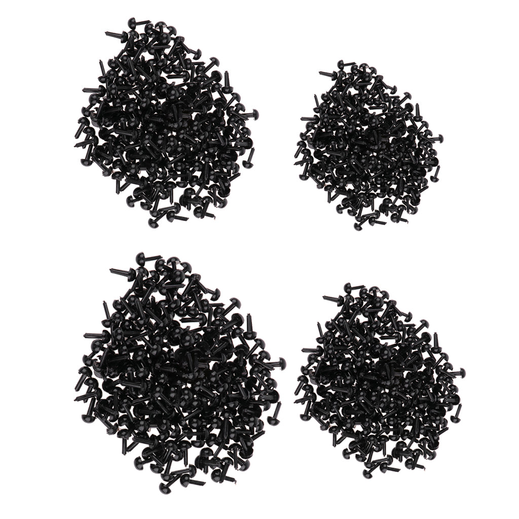800 Pieces Black Plastic Safety Eyes for Teddy Bear Doll Animal Toys 3/4/5/6