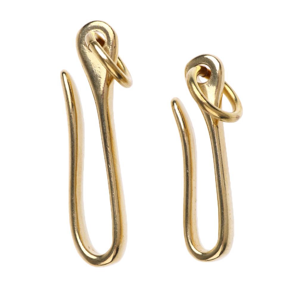 2pc/set Solid Brass U Hook Loop Keychain Belt Wallet Clip Holder