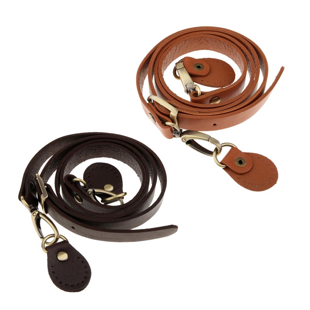 2pcs Adjustable Genuine Leather Shoulder Bag Strap Handle Replacement