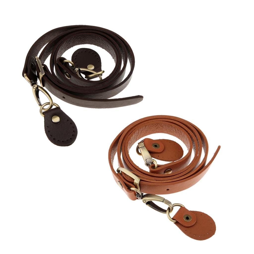 2pcs Adjustable Genuine Leather Shoulder Bag Strap Handle Replacement