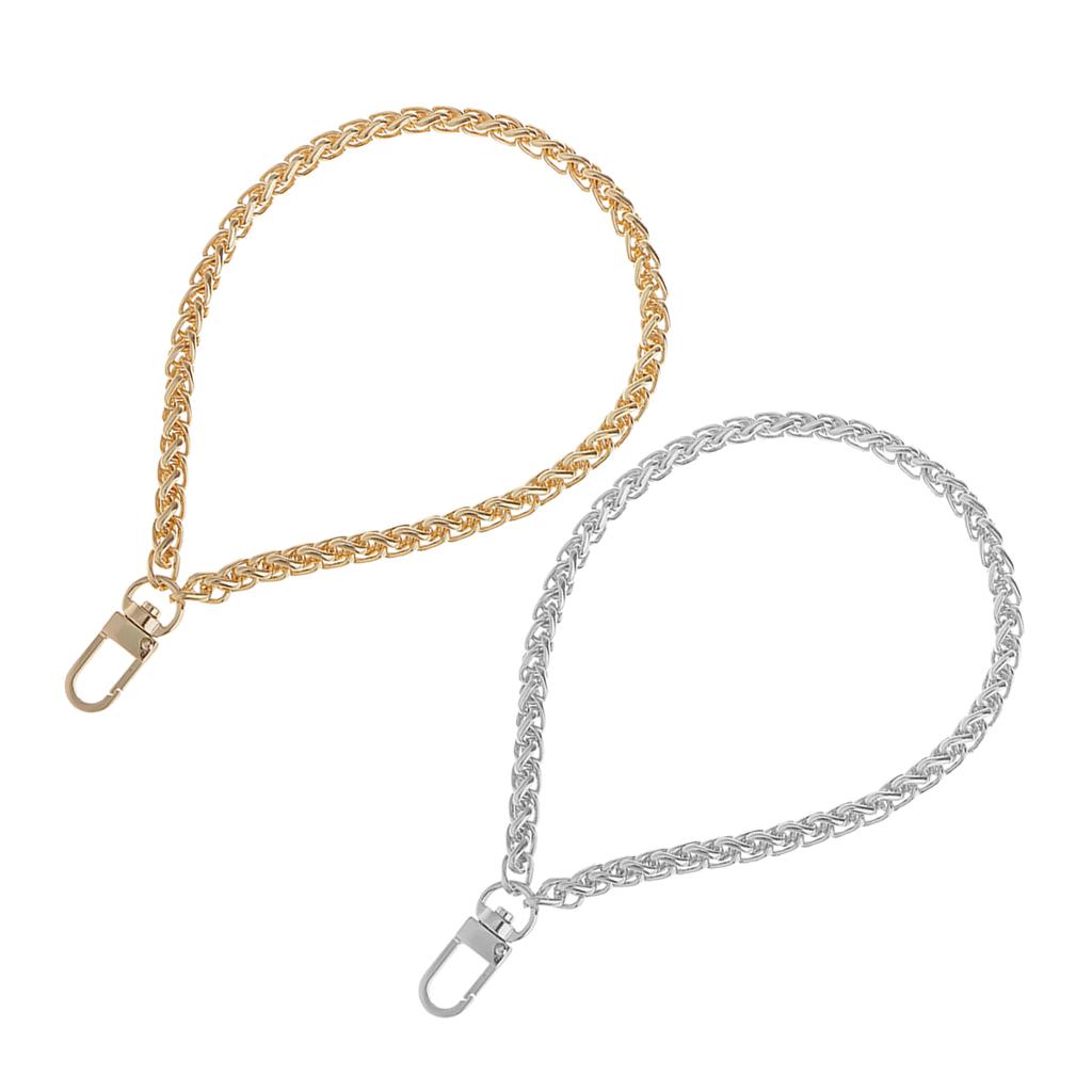2pcs Metal Purse Handbag Chain Replacement Chain Strap Handle Silver golden
