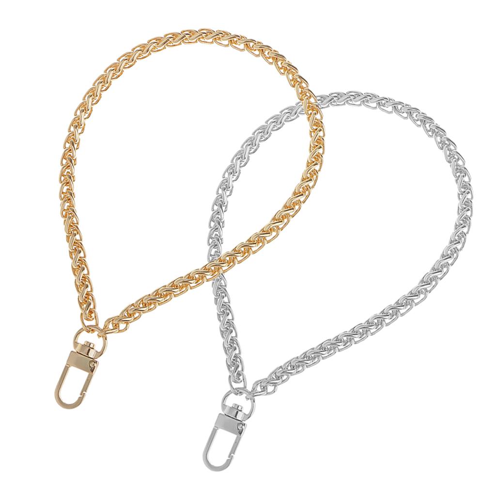 2pcs Metal Purse Handbag Chain Replacement Chain Strap Handle Silver golden