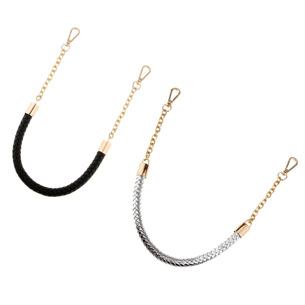 2pc Metal PU Leather Braided Bag Strap Handle Bag Chain Replacement 60cm