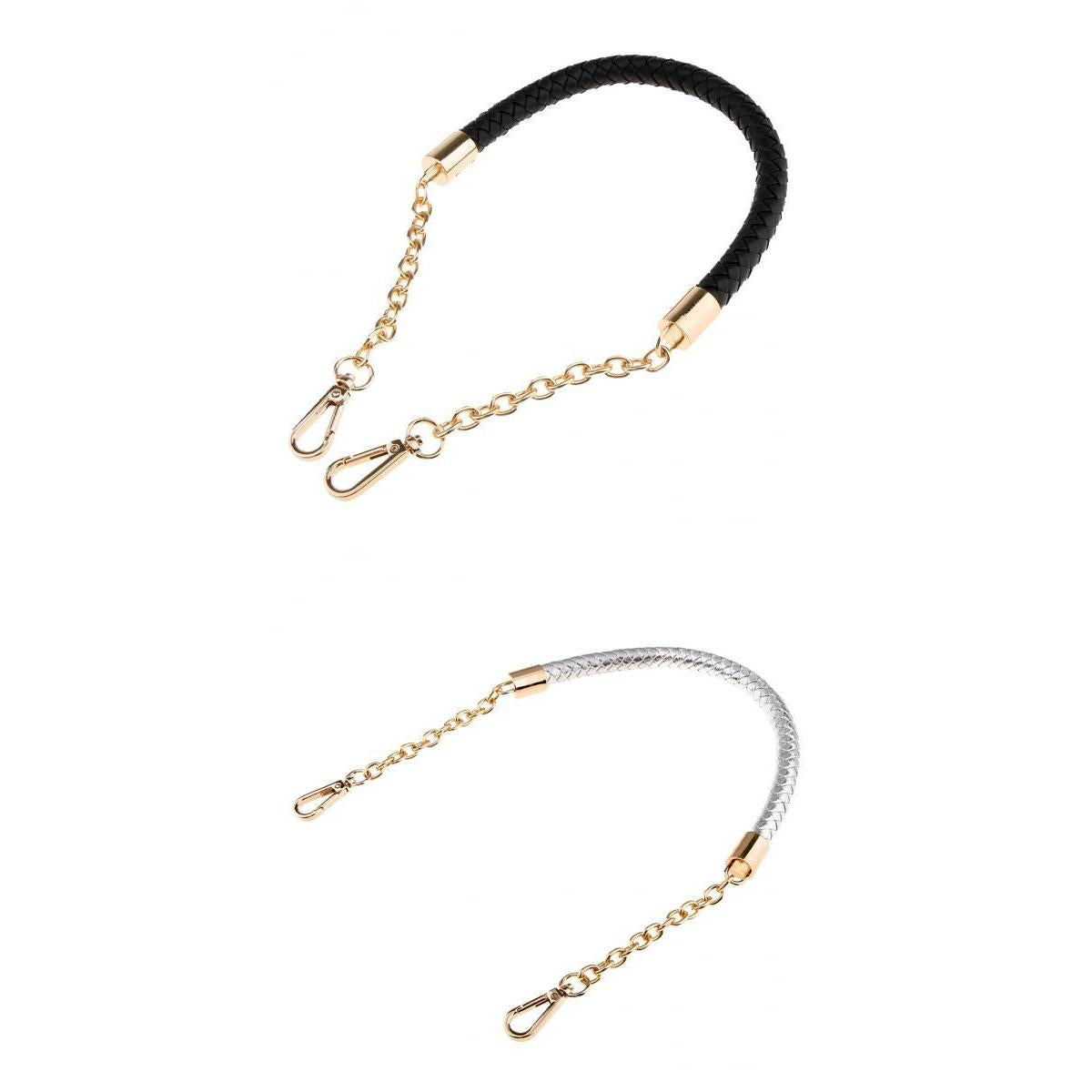 2pc Metal PU Leather Braided Bag Strap Handle Bag Chain Replacement 60cm
