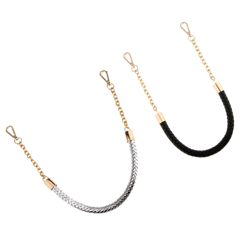 2pc Metal PU Leather Braided Bag Strap Handle Bag Chain Replacement 60cm