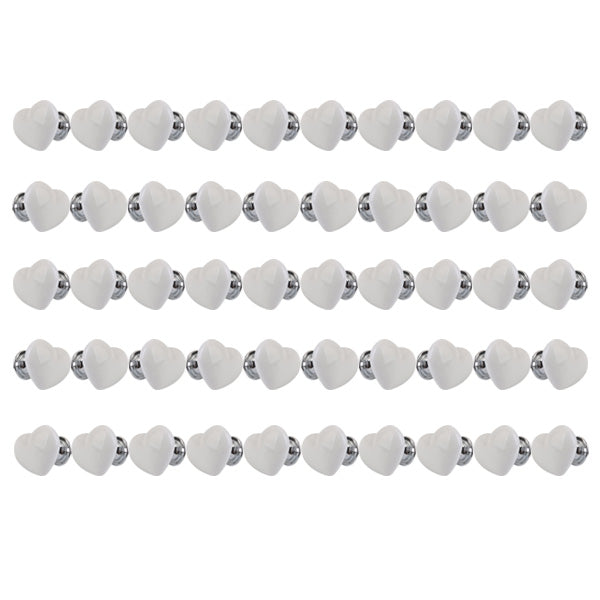 50Pcs Heart Shaped Ceramic Door Drawer Bin Handle Pull Knob Hardware White S