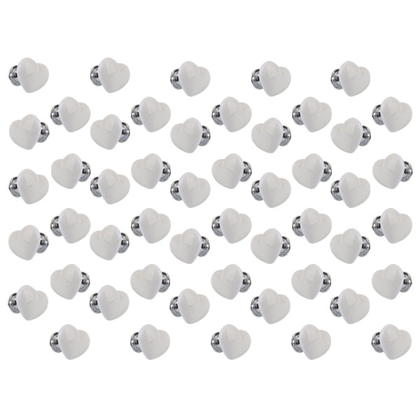 50Pcs Heart Shaped Ceramic Door Drawer Bin Handle Pull Knob Hardware White S