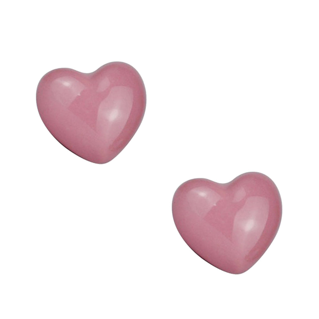 2Pcs Heart Shaped Ceramic Door Drawer Bin Handle Pull Knob Hardware Pink
