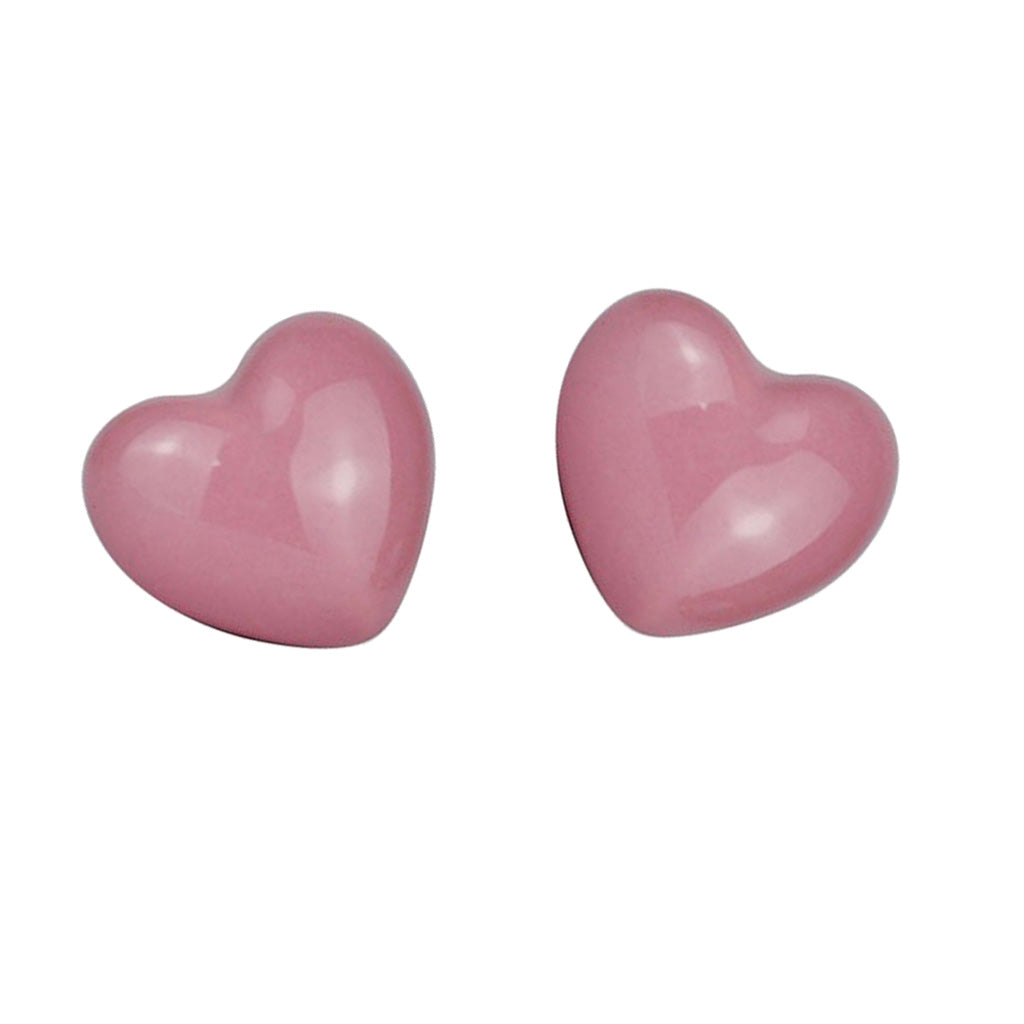 2Pcs Heart Shaped Ceramic Door Drawer Bin Handle Pull Knob Hardware Pink