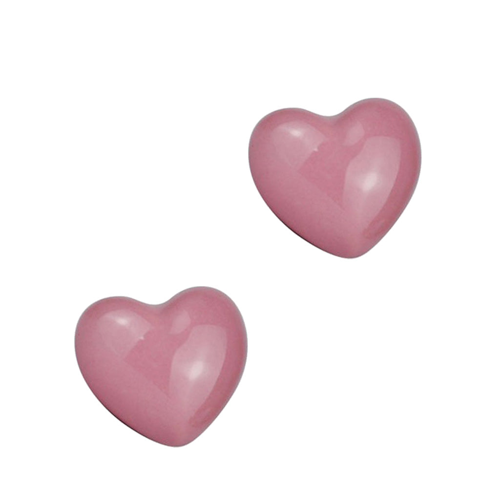 2Pcs Heart Shaped Ceramic Door Drawer Bin Handle Pull Knob Hardware Pink