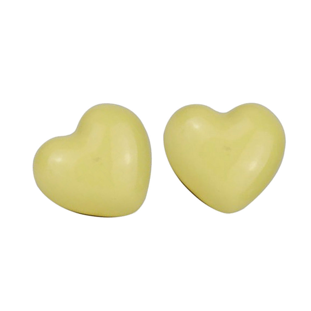 2Pcs Heart Shaped Ceramic Door Drawer Bin Handle Pull Knob Hardware Yellow