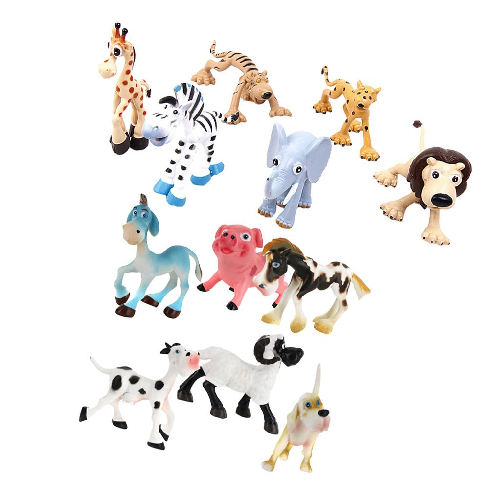 12 Pieces Farm Animal Model Figures Forest Animal Toys Kids Education Toy