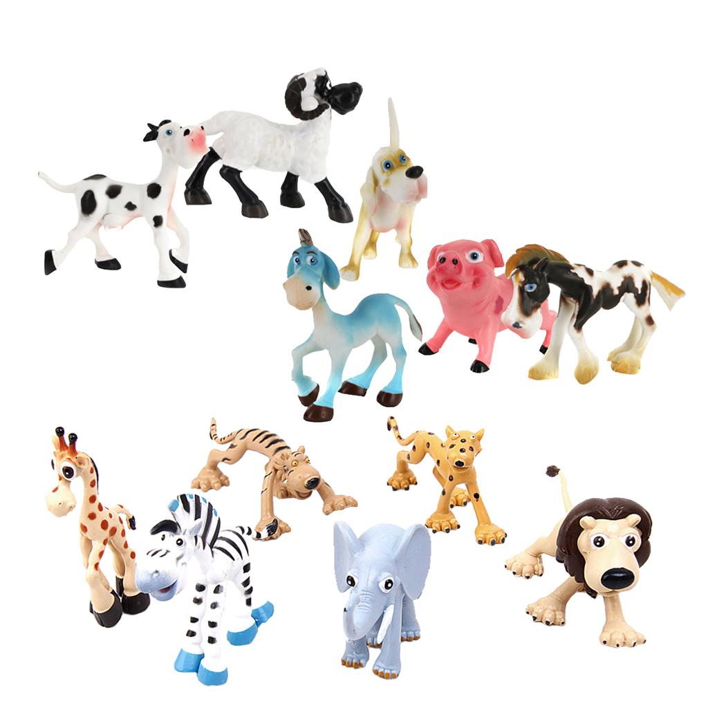 12 Pieces Farm Animal Model Figures Forest Animal Toys Kids Education Toy