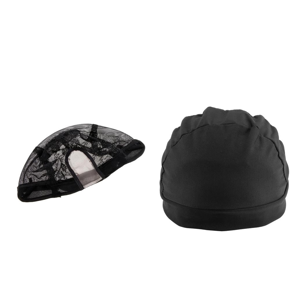 2pcs Black Spandex Dome Cap for Making Wigs Nylon Snood Stretchy Wig Cap