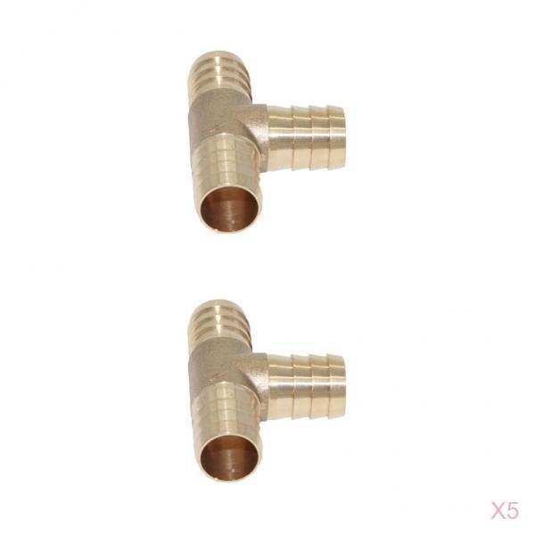 10-Piece Barbed Brass T Piece 3 Ways Tee Hose Fuel Hose Joiner Adapter 14mm
