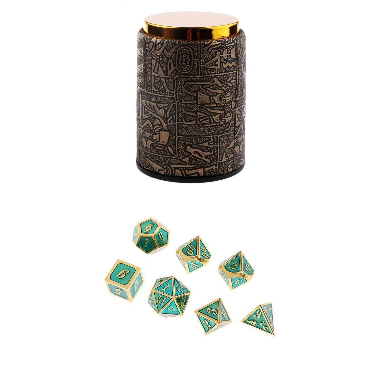 7X Metal Polyhedral Dice for Dungeons and Dragons Table Game+Dice Cup #6