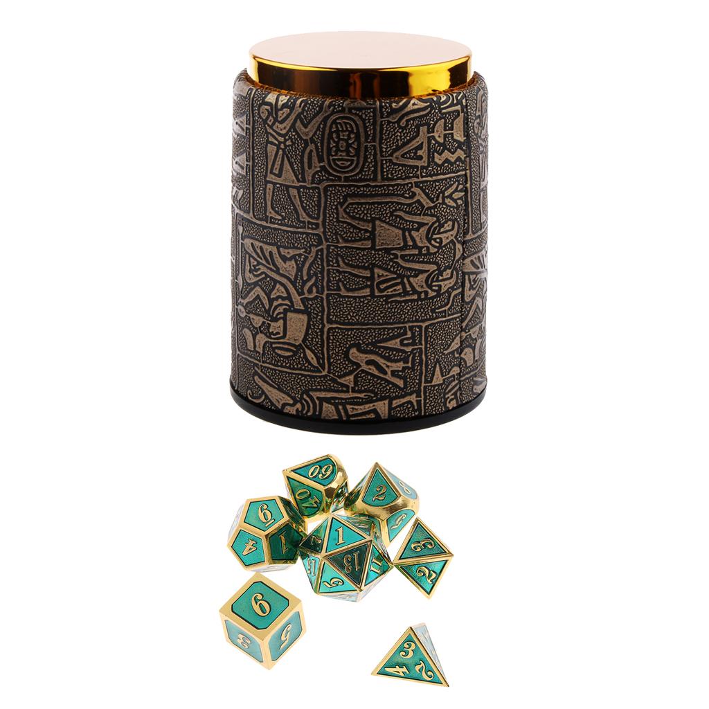 7X Metal Polyhedral Dice for Dungeons and Dragons Table Game+Dice Cup #6
