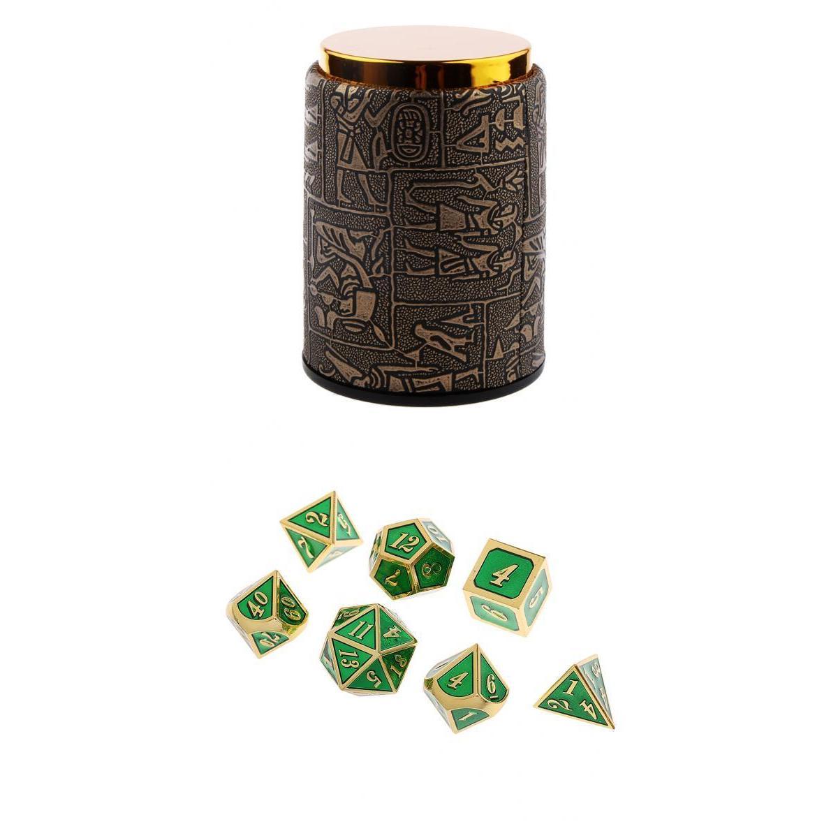 7X Metal Polyhedral Dice for Dungeons and Dragons Table Game+Dice Cup #7