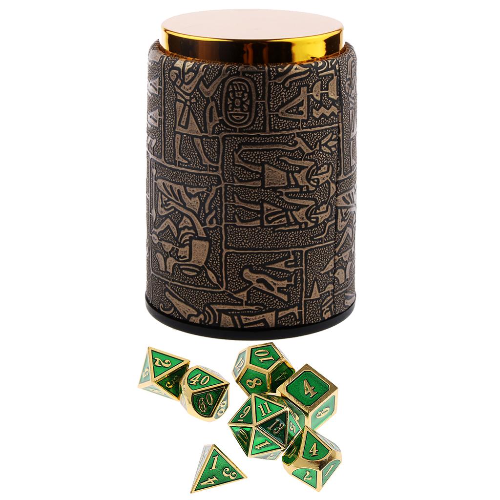 7X Metal Polyhedral Dice for Dungeons and Dragons Table Game+Dice Cup #7